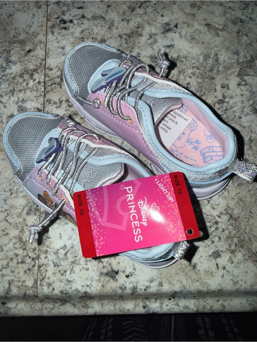 Kids Pink and Silver Light-Up princess Sneakers - Size 10